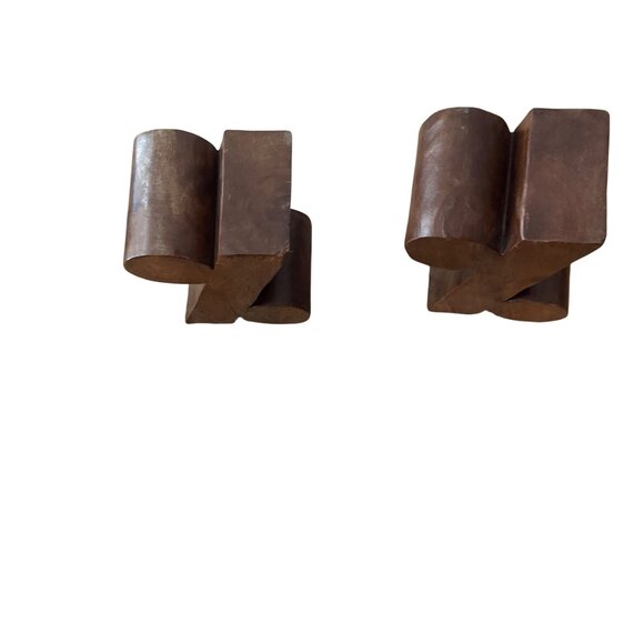 Handcrafted Solid Wood % Symbol Decorative Bookends - Picture 4 of 7